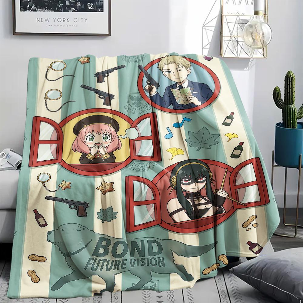 Spy x Family Chibi & Symbolic pattern Flannel Blanket, Comfortable for All Seasons, Home Decor, Warmth and Comfort, Perfect for Gifts. 80cm x 120cm