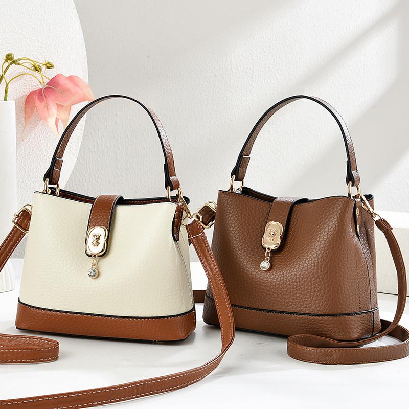 IELGY Ladies Messenger Bag Fashion Contrast Color Portable Bucket Bag