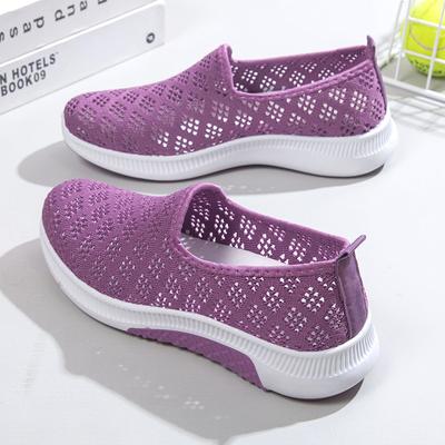 Verano Malla Coreana Cómodos Zapatos de Mujer Transpirables Huecos Deportivos Zapatillas para Caminar Casuales Planas para Señoras
