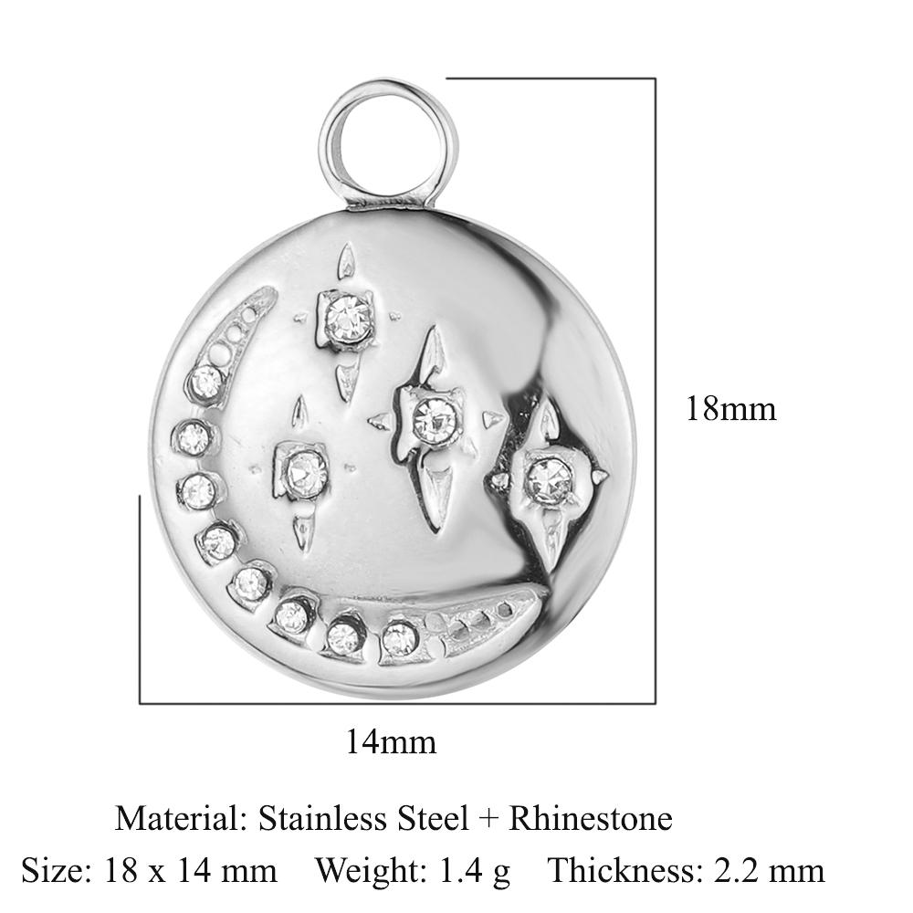 3pcs/Lot Peach Heart Crescent Mirror Polished 316 Stainless Steel DIY Charm Eye Sun Star Moon Rhinestone Jewelry Pendant