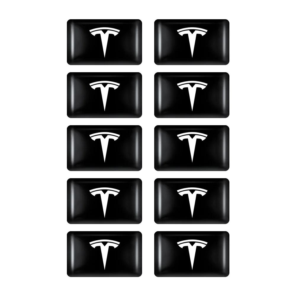 Car Sticker 2025 New Tesla 10/20/50Pcs 3D Epoxy Emblem Stickers Car Steering Wheel Audio Decor Decals Accessories For Tesla Mode