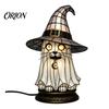 Atmosphärische Beleuchtung für Schlafzimmer Schwarze Katze Hexenhut Tischlampe, mit verträumtem lila Licht, dunkle Ästhetik Gothic Ornament Retro Halloween Ornament,