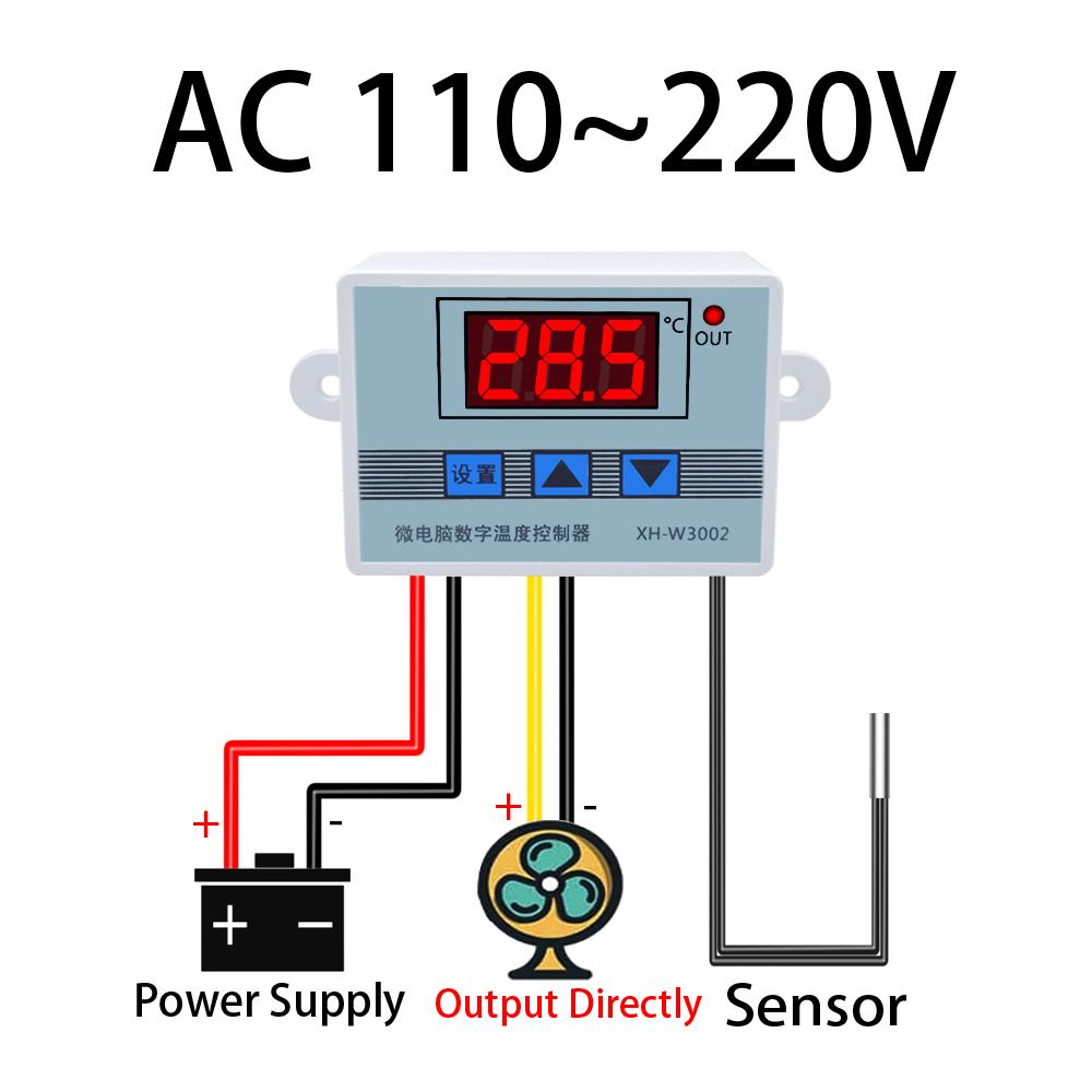 12V 24V 110V 220V Professioneller W3002 Digitaler LED-Temperaturregler 10A Thermostatregler XH-3002