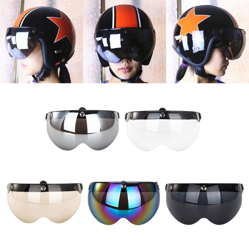 Visores Universales para Motocicletas Estilo Piloto Retro Estándar de 3 Botones de Presión Abatibles Hacia Arriba Abajo Casco Abierto Parabrisas Duradero