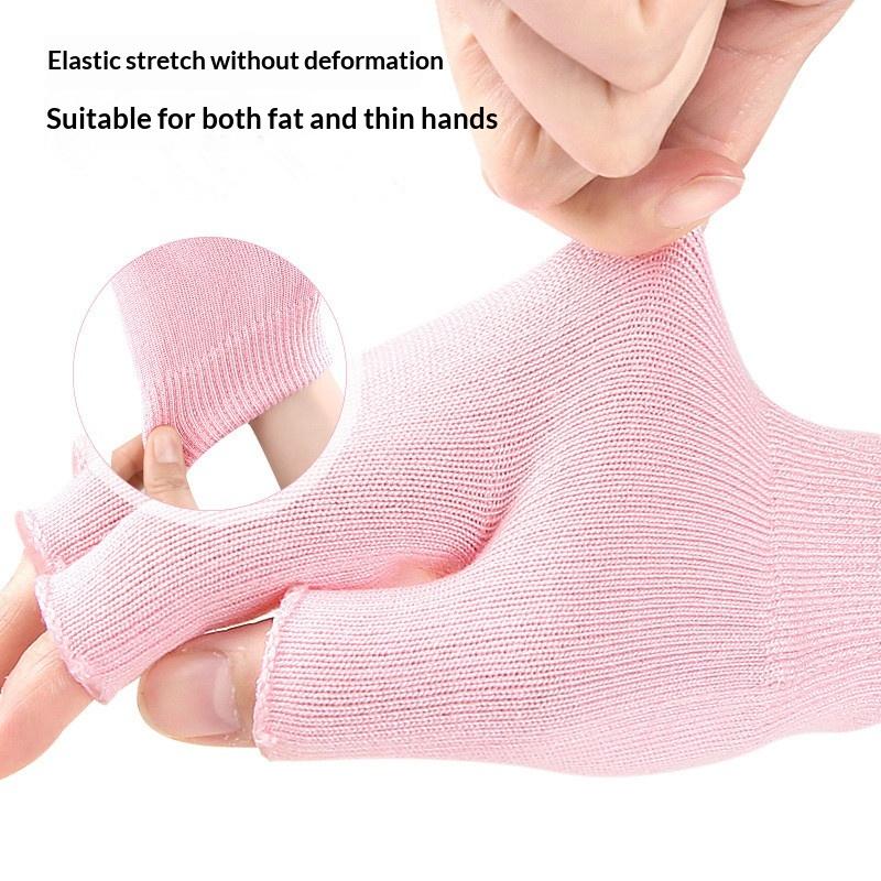 Reusable Cotton Gel Half-Finger Gloves For Deep Moisturizing Care Overnight Repair Treatment For Dry Cracked Hands Care Tool