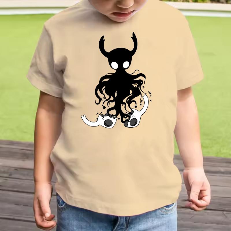 Anime Hollow Knight Kids T-Shirt Funny Cartoon Print Short Sleeve Casual Polyester Tee Boys Girls Summer Fashion Tops Birthday Gift
