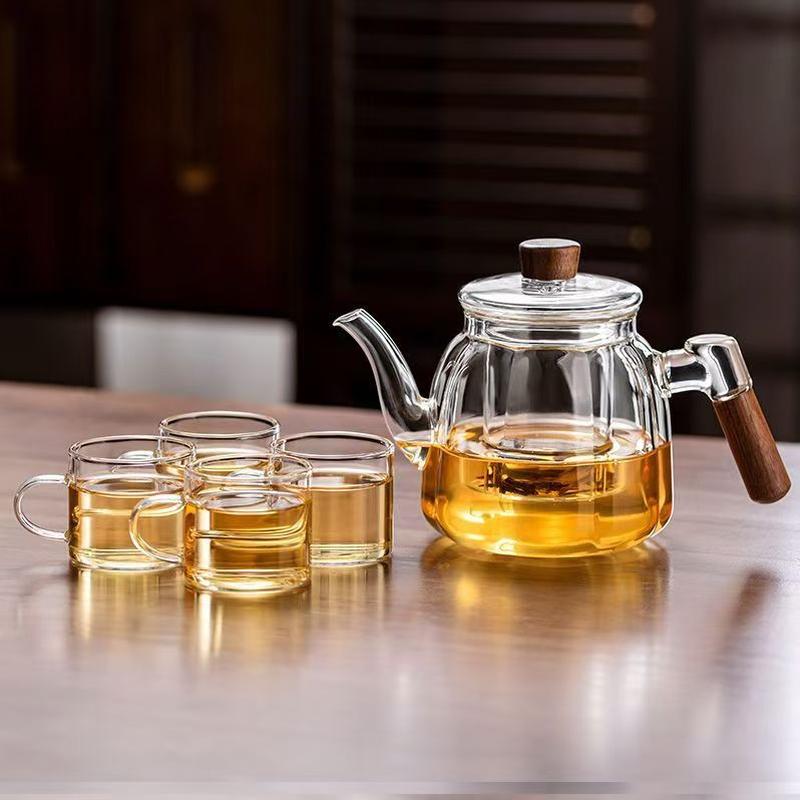 GOWKE 700ml Transparent Glass Tea Infuser Pot Set