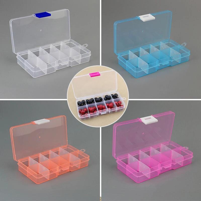10 Grids Storage Box Container Jewelry Bead Case Organizer Boxes Case Compartments Plastic Transparent Detachable Organizadores