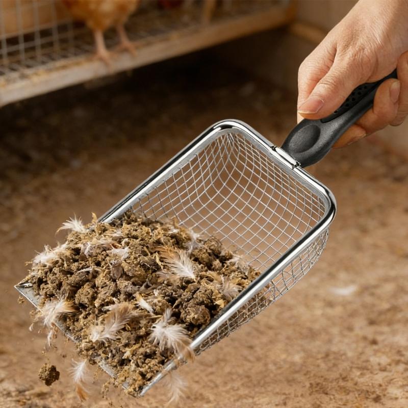 Heavy Duty Stainless Steel Chicken Manures Shovel for Easy Cleaning of Poultry Coops with Ergonomic Handle