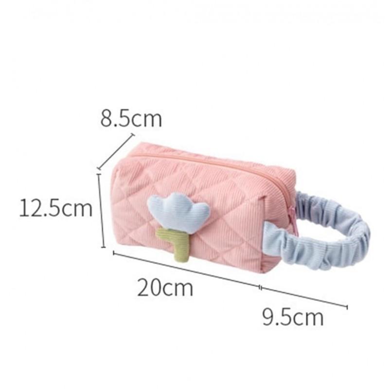 Tulip Quilted Cosmetic Bag, Oblong Pink, Cosmetic Organizer
