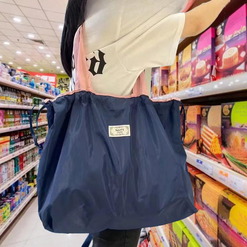 Folding Shopping Bag Waterproof Organizer Portable Supermarket Grocery Bag Large Capacity Drawstring Eco Tote Bag Sub