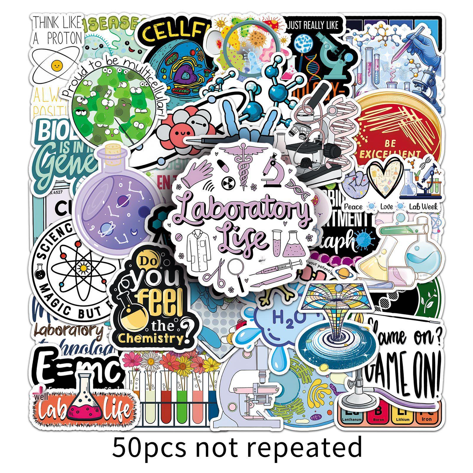 50 Science Lab Sticker Sheets - Creative DIY Biochemistry Waterproof Journaling Decor