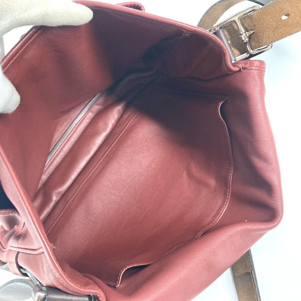 HERMES flap Barda 33 Drawstring Shoulder Bag Leather Rouge Ash Brown