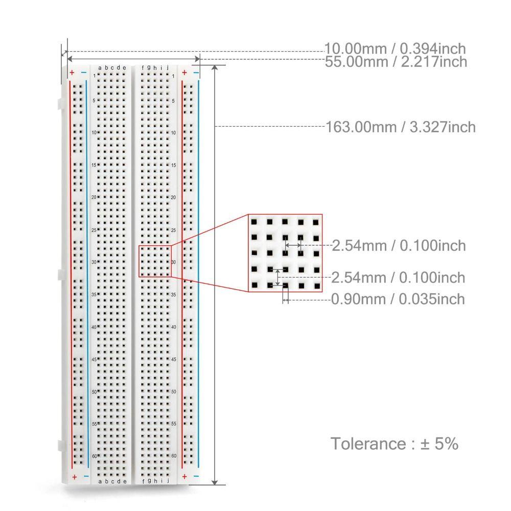 Red & Blue Wires MB-102 Breadboard Experimental Connection Board Circuit TestingDIY Electronics