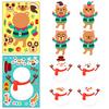 6 Sheets/Pack Cartoon Christmas Face Changing Stickers Christmas Diy Puzzle Cartoon Stickers