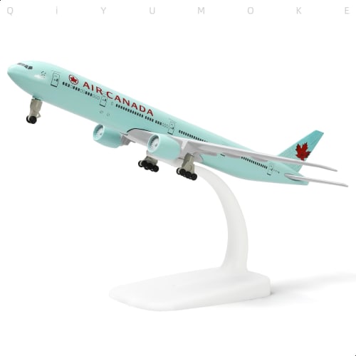 QIYUMOKE Boeing 777 Canada 1/300 Scale Diecast Metal Airplane 777 Airplane Model for Adults with Stand (8.3 Inches Long), Gift for Aviation Enthusiast