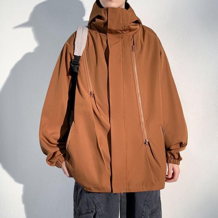 New Hong Kong Style Loose Hooded Jacket Men Spring Autumn Casual Long Sleeve Large Size Versatile Top