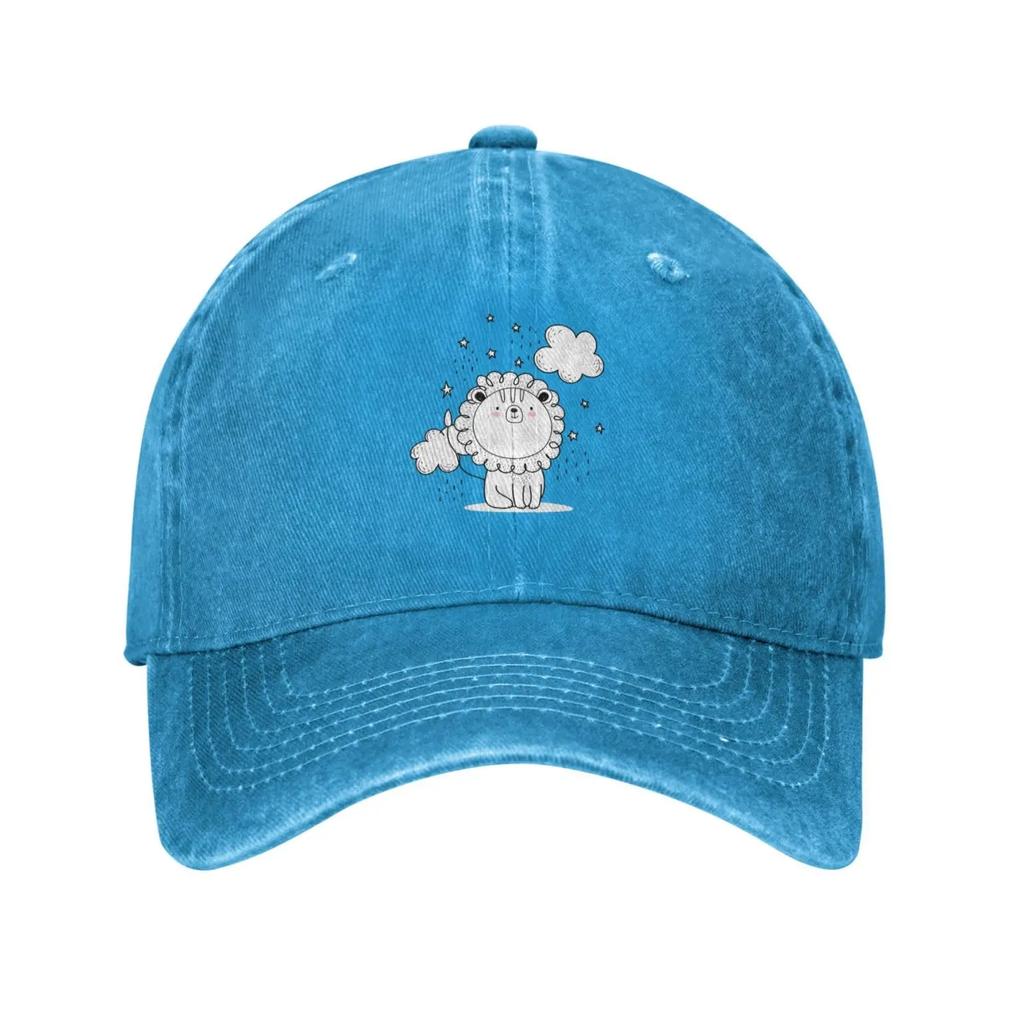 Little Lion with Clouds Baseball Cap for Men Women Vintage Trucker Hat Golf Hats Dad Caps
