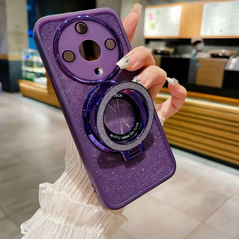 Case For Honor Magic5 Lite Case Luxury with Holder,Magnetic Glitter Cover For Honor Magic 5 6 90 Lite X9a X9b X8 B Cases Bracket