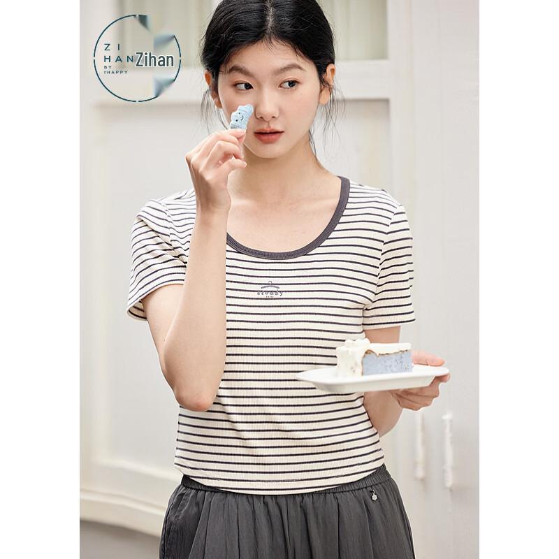 ZIHAN Women s Square Neck Slim Fit T-Shirt M