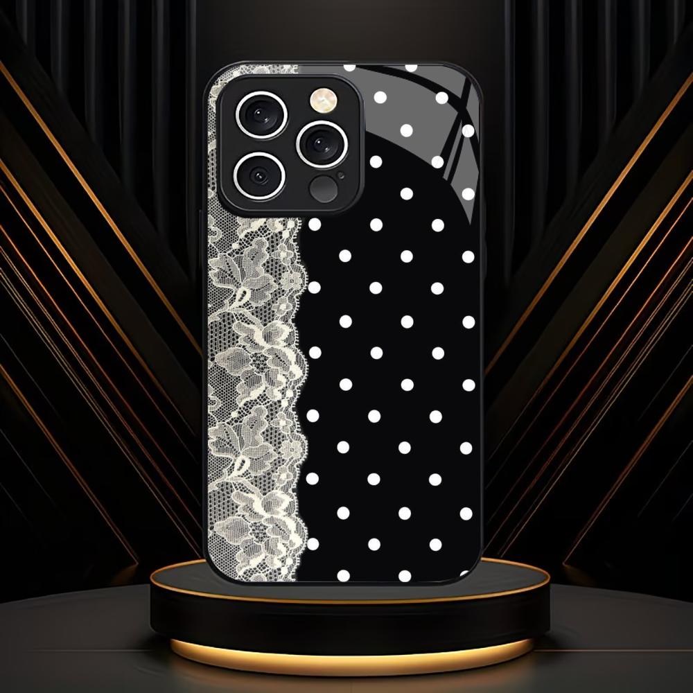 White Lace & Polka Dot phone case mobile phones for iphone 17 pro max cover Glass for iPhone 17 16 15 14 13 12 11pm Pro Plus
