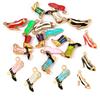 4Pcs Enamel Women Boot High Heels Charms Stainless Steel Pendant for DIY Jewelry Making Accessories