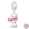 Fit Charms Fororiginal Bracelets Animal Series Flower Rabbit Holding Heart 100%Copper Jewelry Making For Women Gift