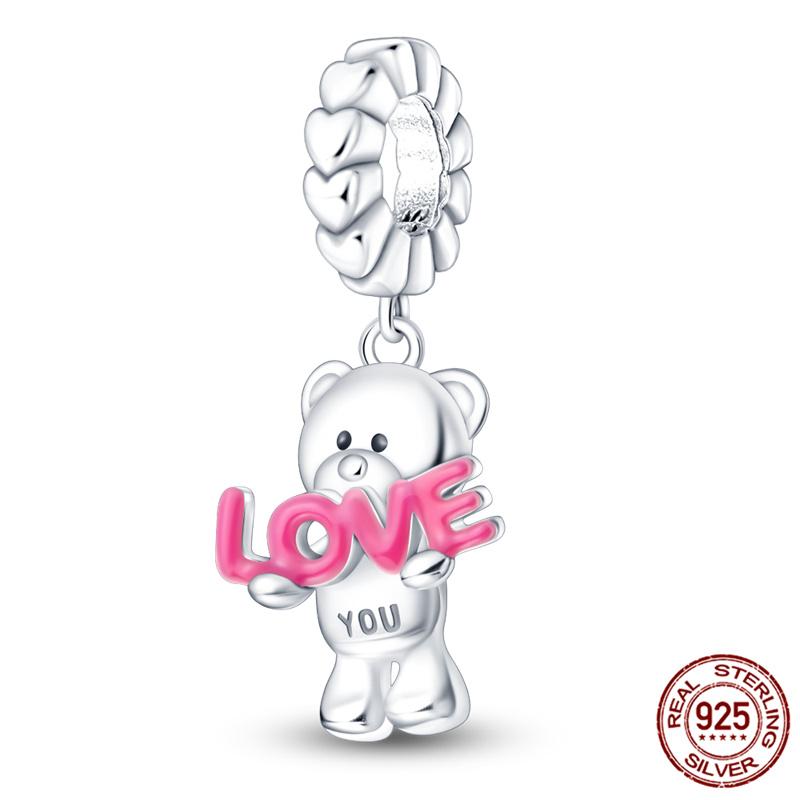 Fit Charms Fororiginal Bracelets Animal Series Flower Rabbit Holding Heart 100%Copper Jewelry Making For Women Gift
