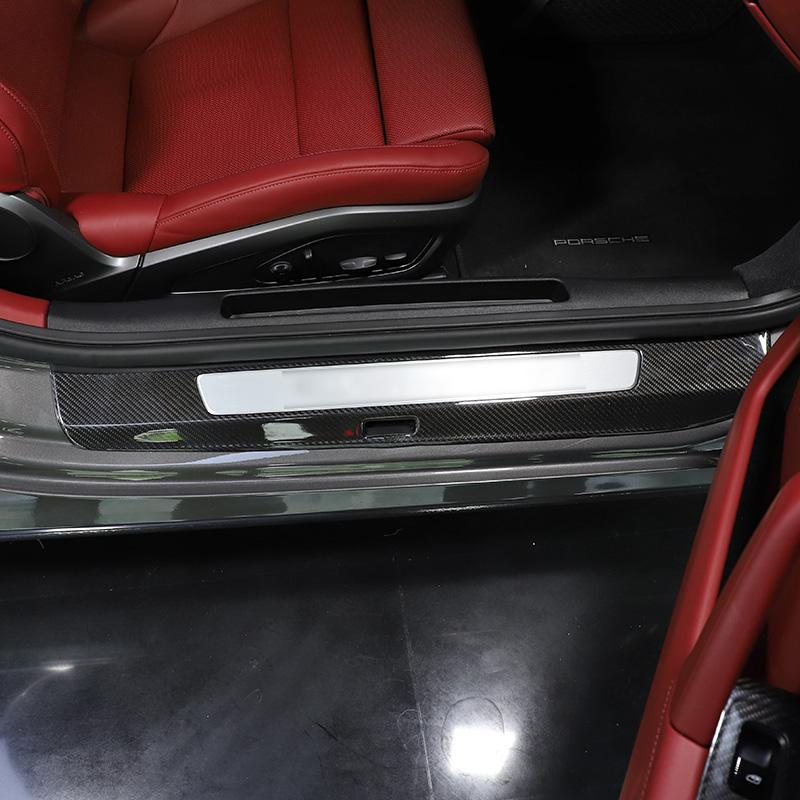 For Porsche 911 992 2019-2026 Real Carbon Fiber Outer Door Sill Dedicated Welcome Pedal Cover Scuff Plate Interior Accessories