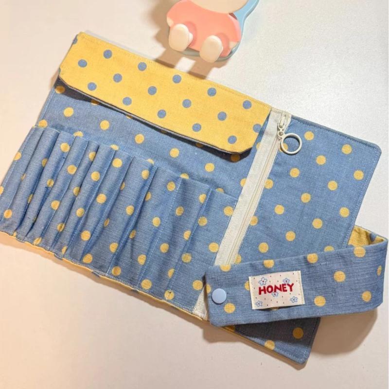 Vintage Prikket Sammenrulbar Blyantstaske Dobbeltbrug Makeuppenselholder Bærbar Gave