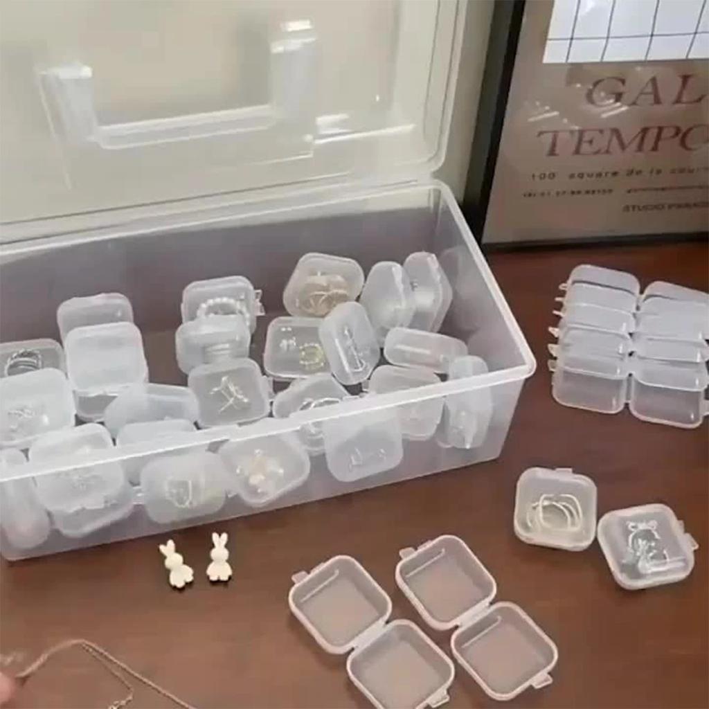 Diamantově malovaná diamantová průhledná úložná krabička - Snadno otevíratelná mini krabička na šperky - Vhodná pro DIY - Prostorově úsporný a přenosný design