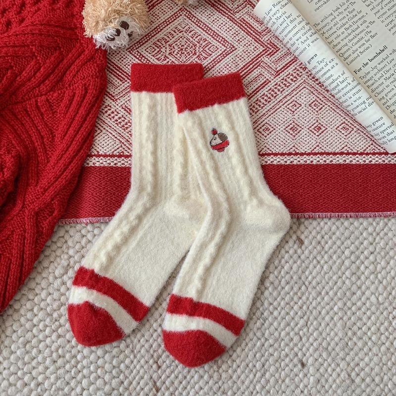 Christmas Stocking Children's Thick and Warm Winter and Autumn Plush Socks New Year Red Socks Sleep-in Tights