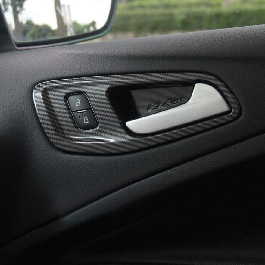 For Ford Escape Kuga 2013-2019 Carbon Fiber Car Door Handle Bowl Cover Trim 4PCS