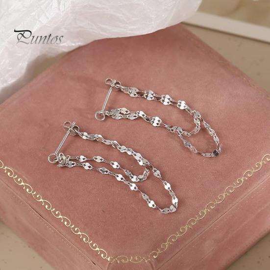 1 Pair Women Earrings Chain Tassel Double-layered Lightweight Smooth Copper Hanging Earrings for Prom Dating Formal Banquet