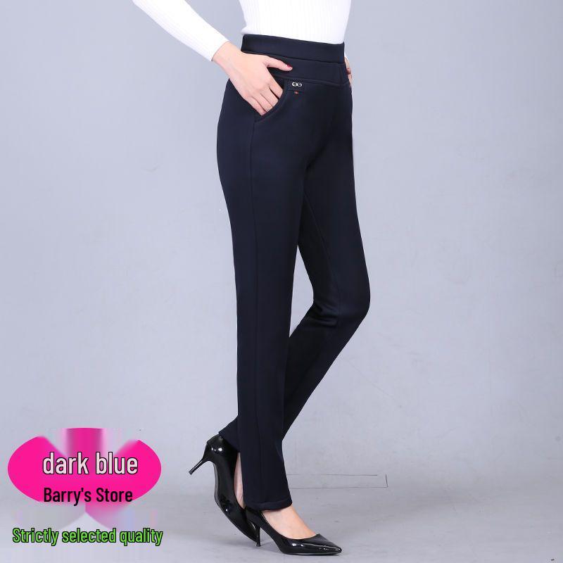

2026 Women s Plus Size Straight-Leg Elastic Waist Pants for Spring/Autumn - Loose Fit for Middle-Aged & Elderly 6XL (150-165 jin) темно-синий/тёмно-синий