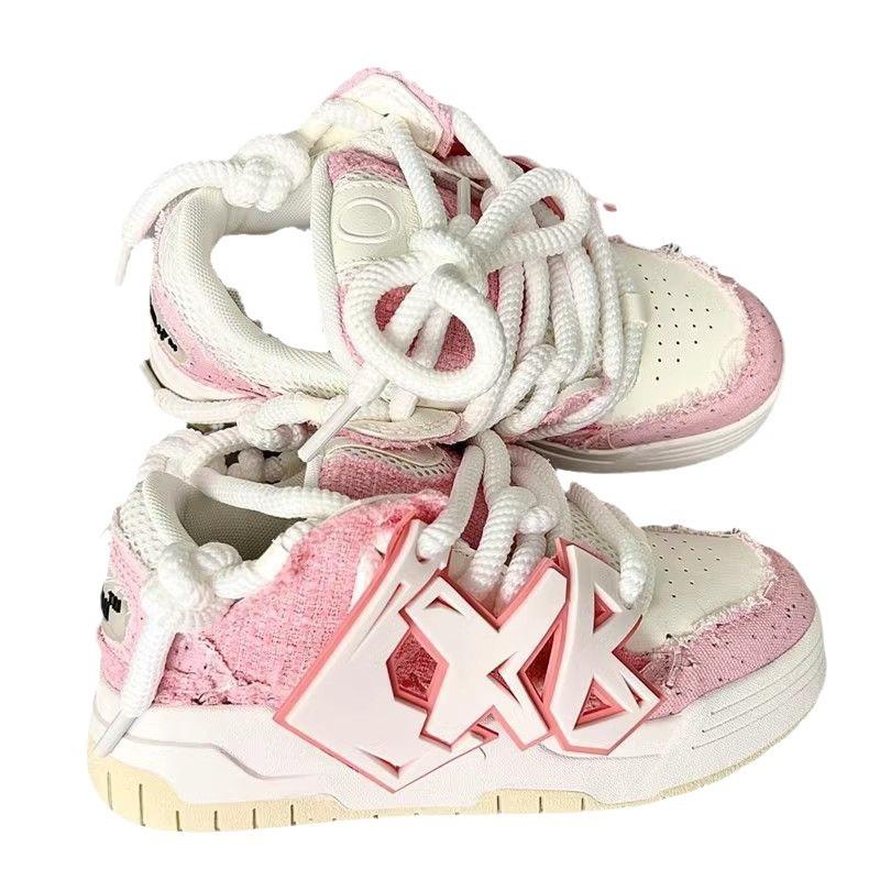 Uniti Guochao Nischen-Mädchen rosa Plateauschuhe für Studentinnen, lässige Sportschuhe mit Plateau