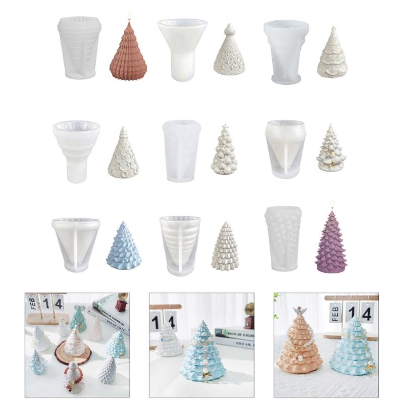 Delicate Christmas Tree Silicone Mold DIY Geometric Jewelry Holder Molds Aromatherapy Soap Casting Mould Handmade Gift