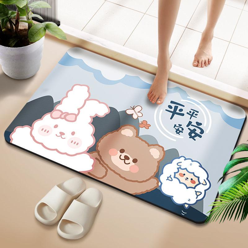 Bathroom diatom mud absorbent floor mat non-slip absorbent quick-drying foot mat shower room bathroom door cushion can be cut