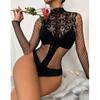 New Sexy Bodycon Lingerie Outfits Women Mesh Transparent Temptation Bodysuit Erotic Fishnet Slim Jumpsuit Costume Nightgown