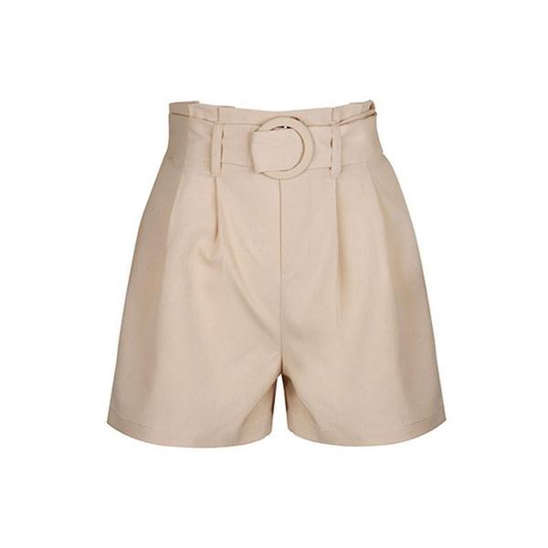 Woman's Fashion Bottoms Solid Color Shorts with Waist Belt