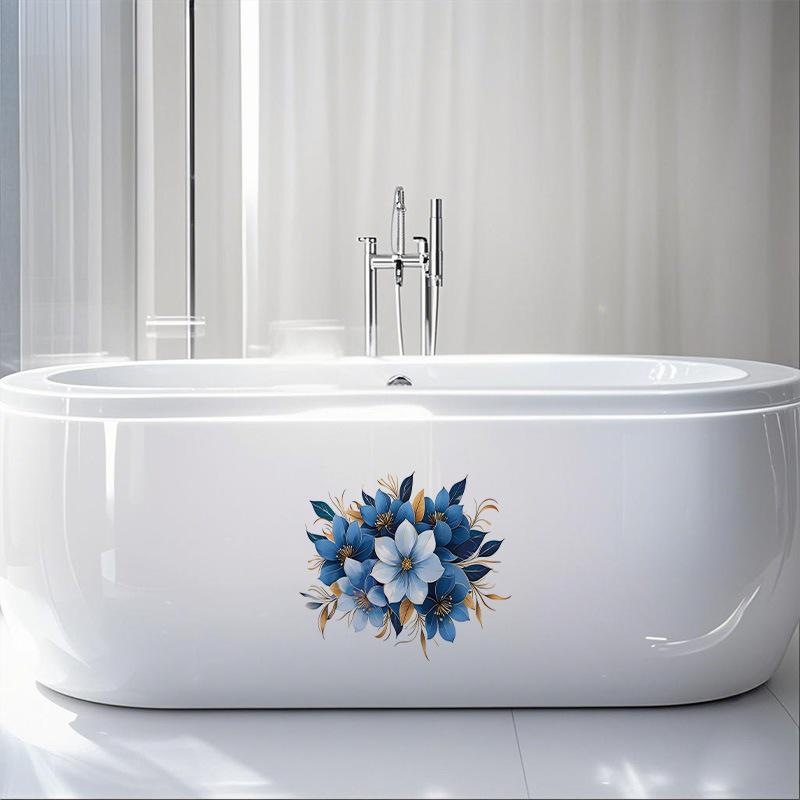 Fresh Watercolor Floral Leaves Toilet Wall Sticker Self-Adhesive Removable Waterproof for Bathroom Mirror Home Decor Art