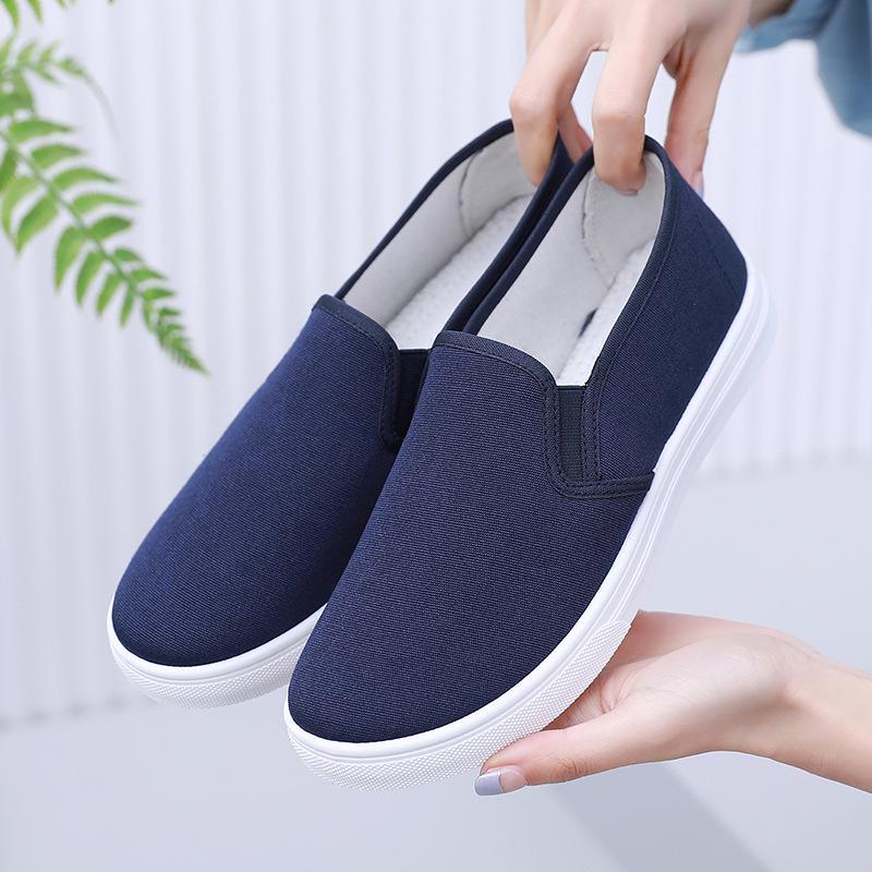 

Женские дышащие легкие парусиновые туфли с нескользящей мягкой подошвой, универсальный дизайн с низким верхом черного цвета для комфорта 37 Women’s синий