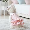 Schichtrüschen Haustier Prinzessinnenkleid Schleife Atmungsaktiv Su Hundekleidung Bequem Mehrschichtiger Rüschen Haustier Kuchenrock Party Outfits