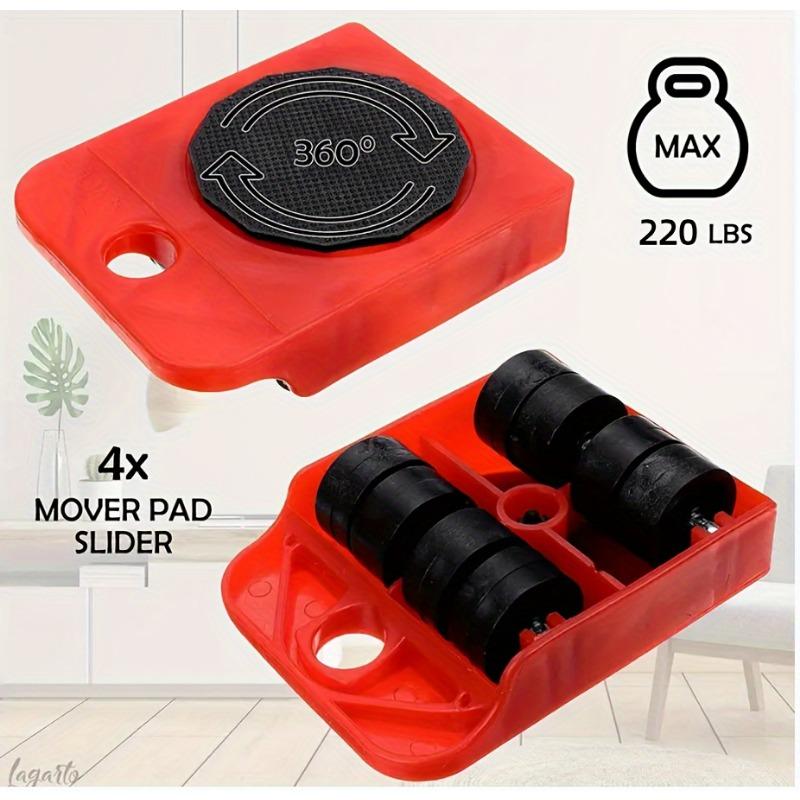 5Pcs/set Furniture Mover Tool Set Heavy Stuffs Moving Roller with Bar Furniture Mover Lifter with Wheel Professional Moving Tool