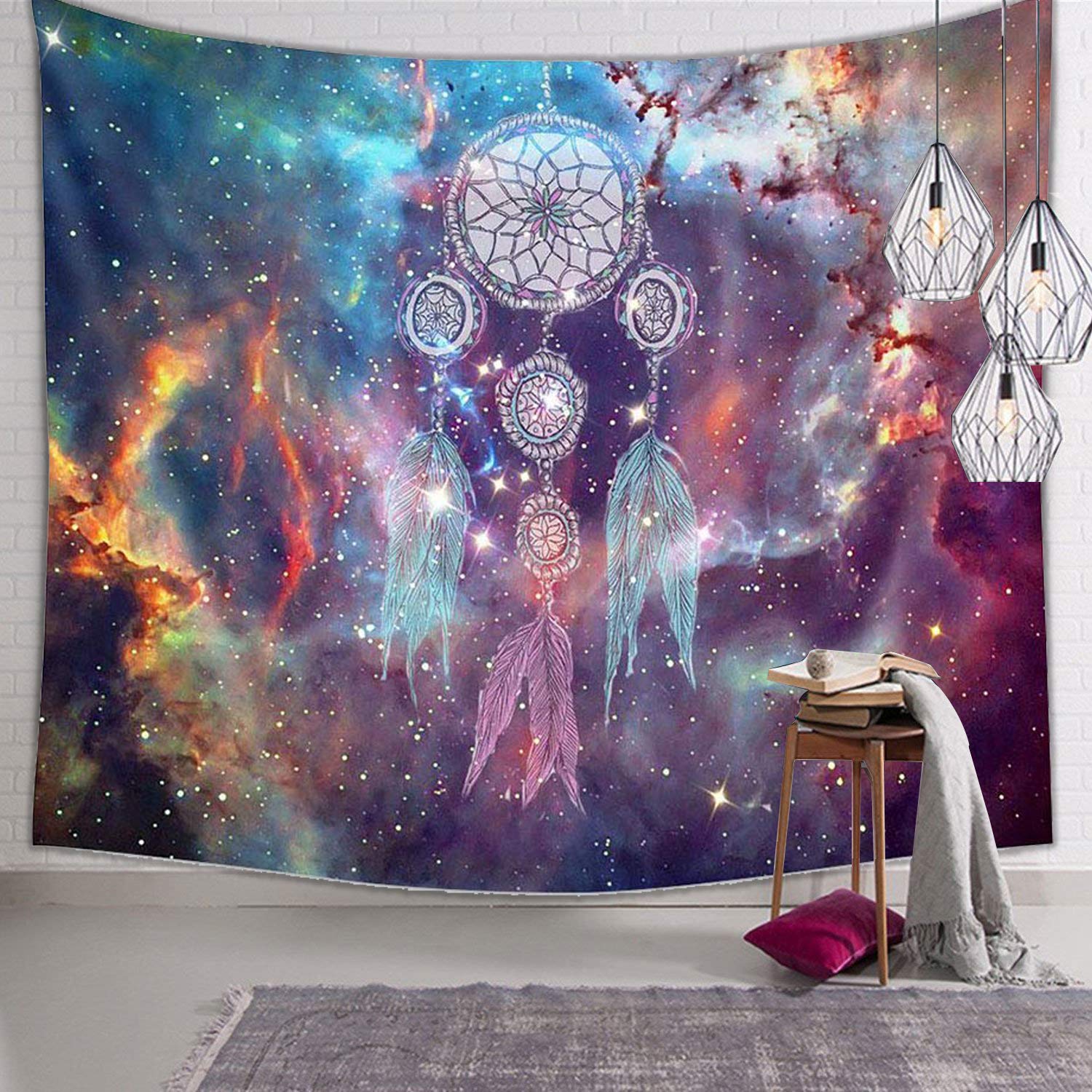 

Dream Catcher Tapestry Colorful Feather Tapestry Psychedelic Starry Sky Tapestry for Bedroom Living Room Dorm Wall Hanging Decor 74x94cm(29x37in)