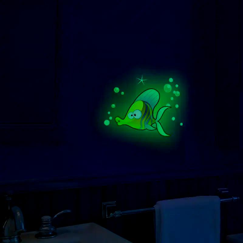 Glow-In-The-Dark Fish Toilet Stickers Luminous Wall Windows Car Stickers Self-Adhesive Removable PVC Decals Home Decor