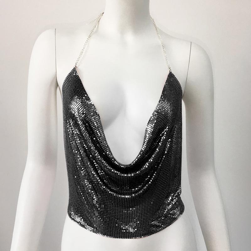 European & American Sexy Sequin Top - Women's Nightclub Party Wear 