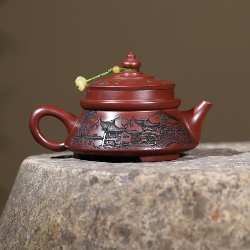 Chinese Yixing Purple Clay Teapot Hand-carved Zisha Tea Pot Household Handmade Beauty Kettle Tradition Teaware Tea Set 240ml