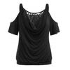 Fashion Womens Plus Size Lace Solid Cold Shoulder Cowl Neck T-shirt Tops Blouse