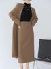 Women's Mid-Length Coffee-Colored A-Line High-Waisted Slit Skirt